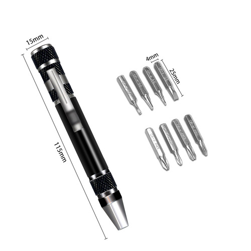 Multifunctional eight-in-one screwdriver, aluminum alloy combination disassembly pen, repair screwdriver, cross-shaped screwdriver