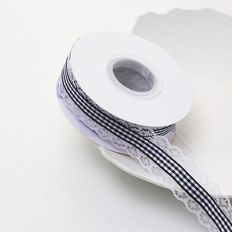 Siete colores, encaje de estilo británico, cinta de celosía, paquete de ramo, cinta de raso, paquete de flores, cinta de bricolaje, embalaje de material