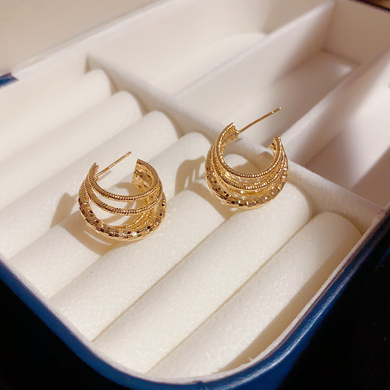Women'S Gender 1 Pair Glam C Shape Plating Copper Gold Plated Ear Studs