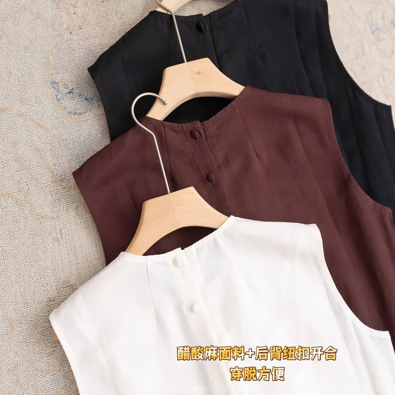 Highly Recommended! Direct from Major Factories! Linen Acetate Round Neck Sleeveless Tank Dress, High-End Women's Dress Mr743 Highly Recommended! Direct from Major Factories! Linen Acetate Round Neck Sleeveless Tank Dress, High-End Women's Dress Mr743