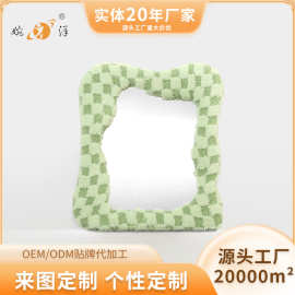 新款绒布镜ins风化妆镜壁挂镜桌面装饰镜义乌货源厂家批发定制