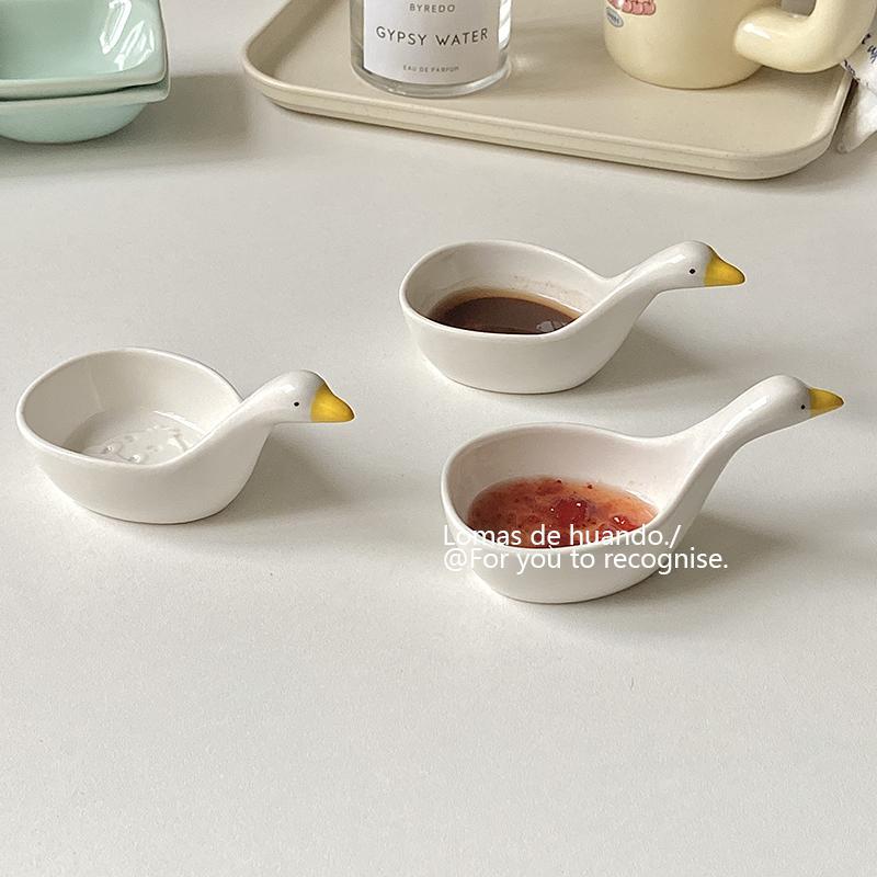 Cute Little Duck Sauce Plate, Instagram Style Plate, Condiment Plate, Vinegar Plate, Ketchup Plate, Ceramic Cartoon Restaurant