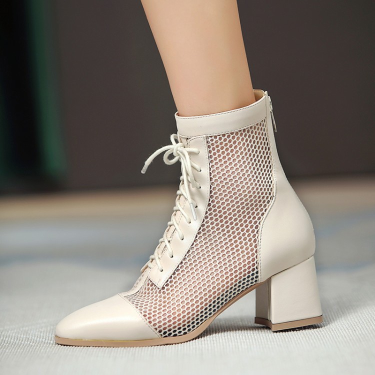 跨境女鞋网靴镂空夏季凉靴网网大码40-43外贸跨境成都小码313外贸