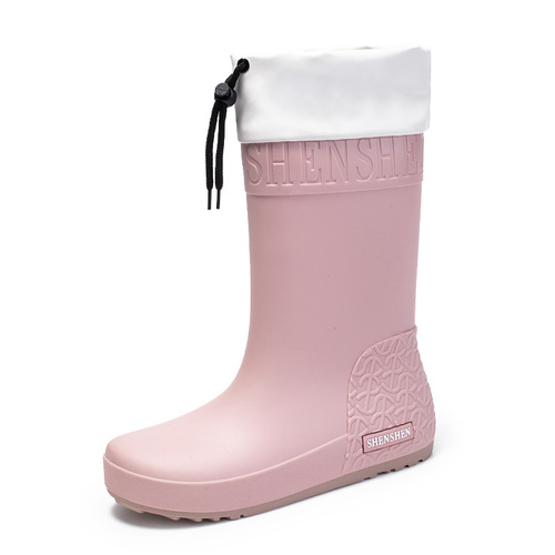 Feminine Fashion Mid-Calf Rain Boots for Women, Waterproof Outdoor Rain Shoes, Japanese Style PVC Waterproof Rain Boots