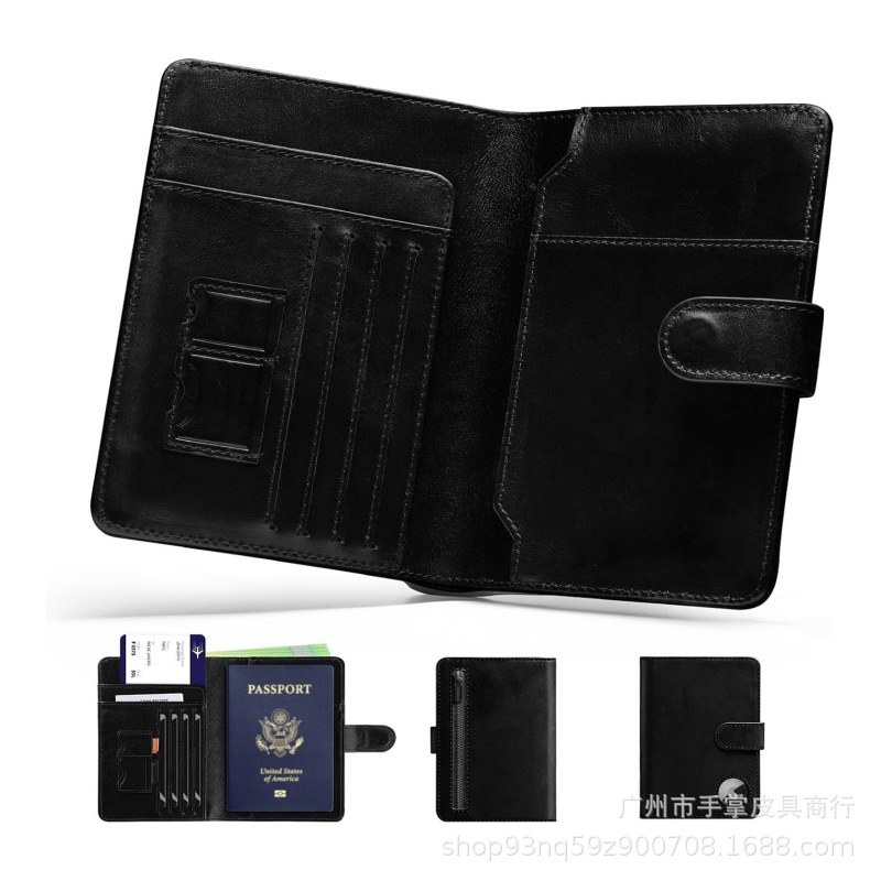 Leder-Reisepassbörse Herren echtes Leder RFID mehrere Kartenfächer