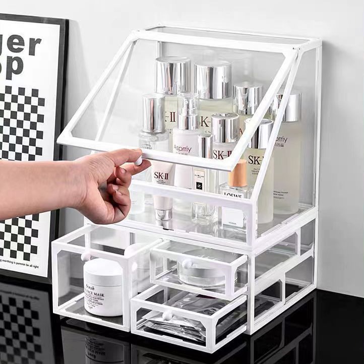 유리 화장품 보관함 화장대 립스틱 스킨 케어 향수 샘플 기숙사 데스크탑 방진 보관함