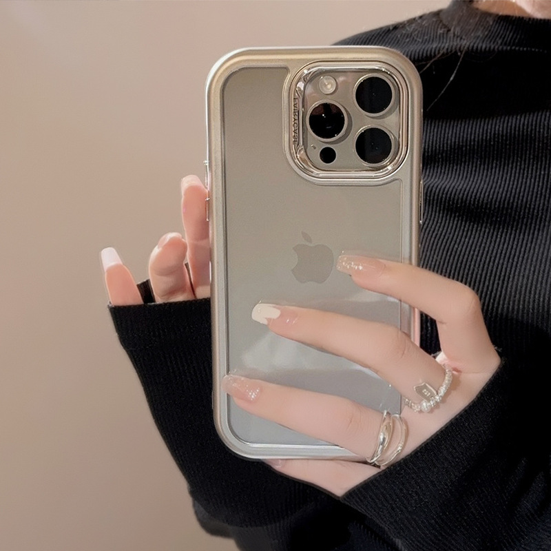 Ins Simple Electroplated Transparent iPhone16pro Max Apple Phone Case 14 Acrylic 15 Advanced Applicable 13