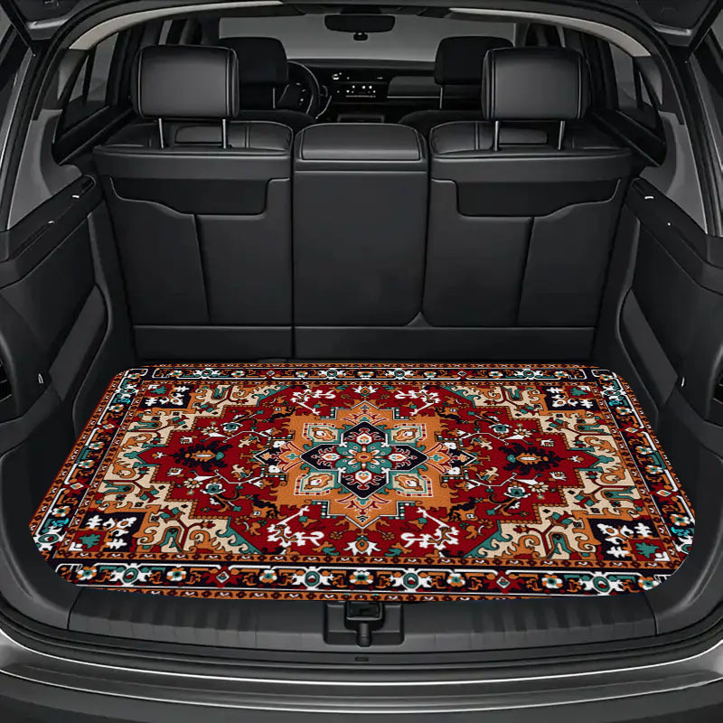 Car Trunk Mat with Full Coverage, Persian Style Car Mat, Cute Cat Cartoon Car Decoration Foot Mat, Stain-Resistant
