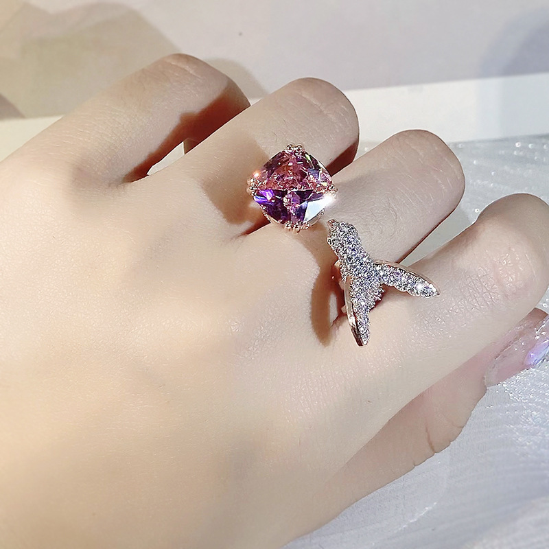 Fashion Bird Brass Plating Inlay Zircon Open Ring 1 Piece