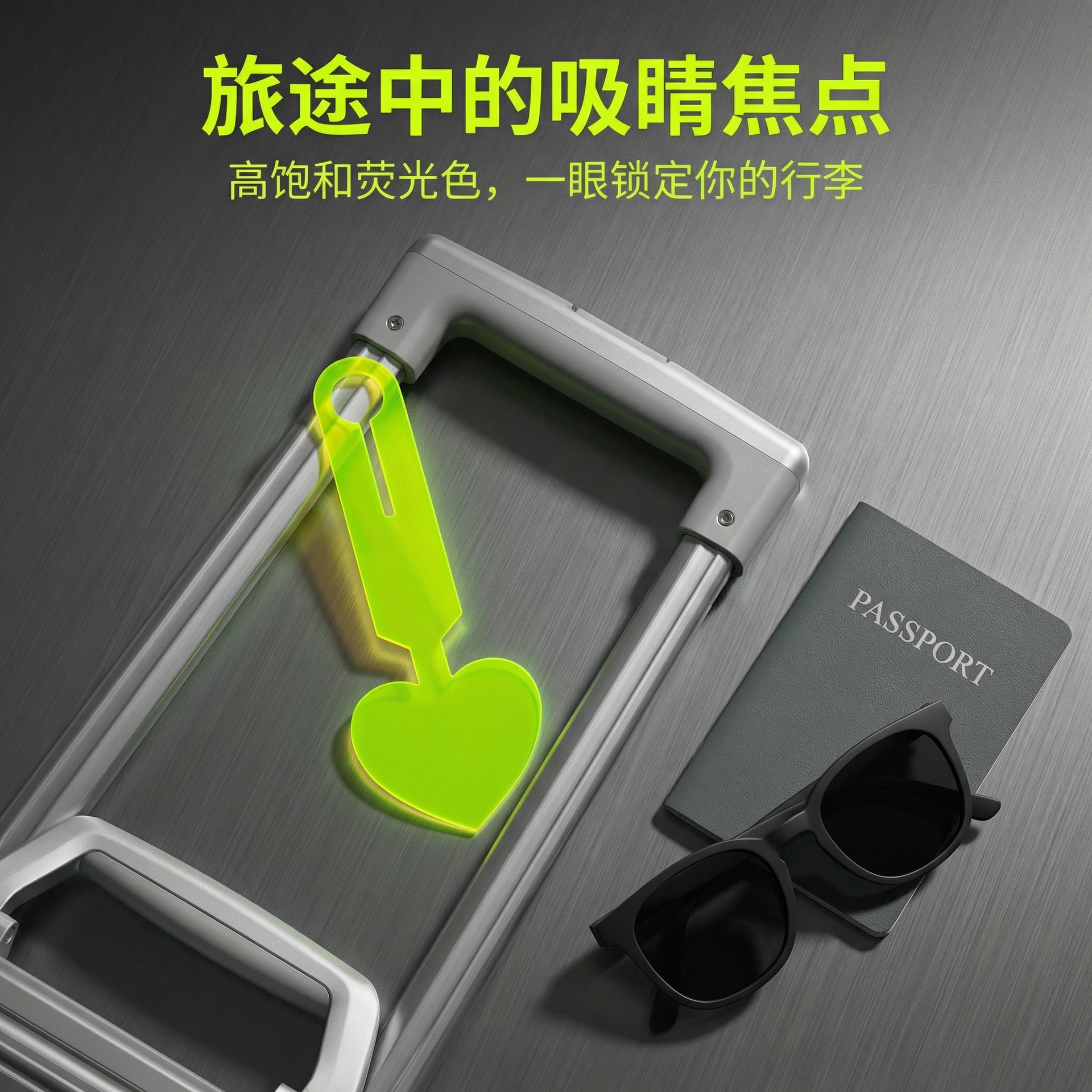 PVC荧光爱心行李牌行李箱吊牌登机牌托运旅行箱防丢标签识别挂牌