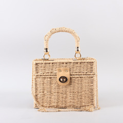 One piece drop shipping 2024 new straw woven bag woven bag women's bag handheld small box bag crossbody bag Japanese and Korean casual bag