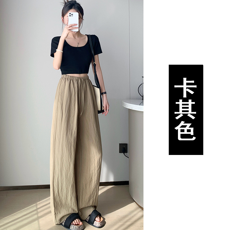 ホットな新しいリヨセルテンセルコットンとリネンのワイドレッグパンツ、ハイウエスト、ゆったり、通気性、カジュアル、ストレートレッグ、スリム、フロアレングスパンツ|undefined