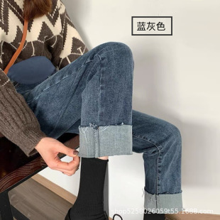 In Stock [1 Piece Dropshipping] Maternity Jeans for Outerwear Spring and Autumn Plus Size Autumn and Winter Wide-Leg Pants Spring Outfit