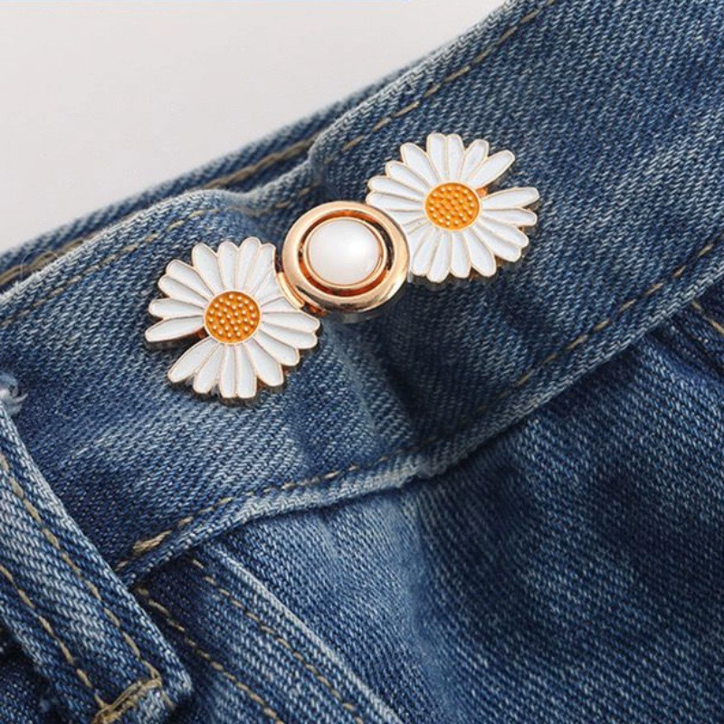 Nail-Free Removable Waist Buckle Pair, Flat-Bottom Seamless Buttons for Pants & Skirts, Assorted Designs