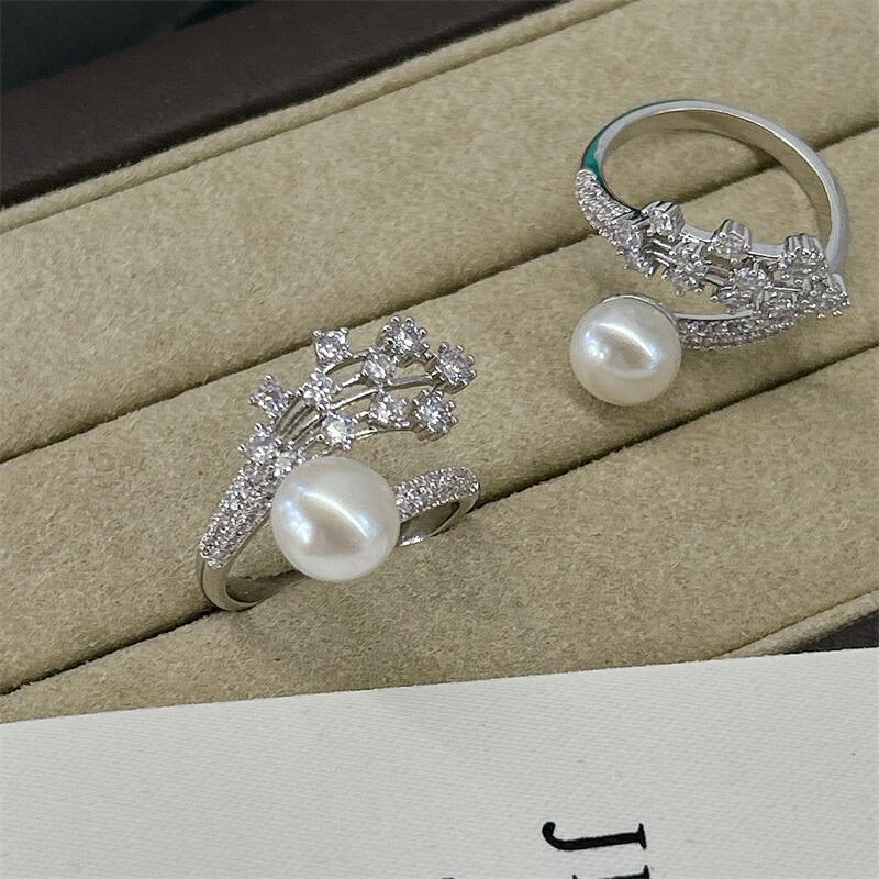 Flower Pattern All Seasons Season Freshwater Pearl Flower Rings Freshwater Pearl Rings