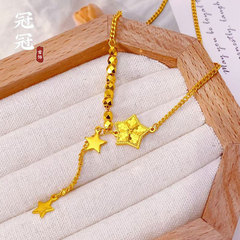 新中式CNC爆闪碎金子龙鳞星星项链 女金店同款蹦迪珠五角星锁骨链