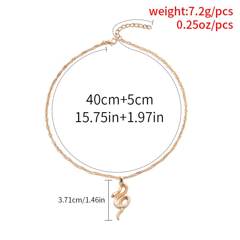 fashion simple gold-plated crystal snake-shaped alloy necklace