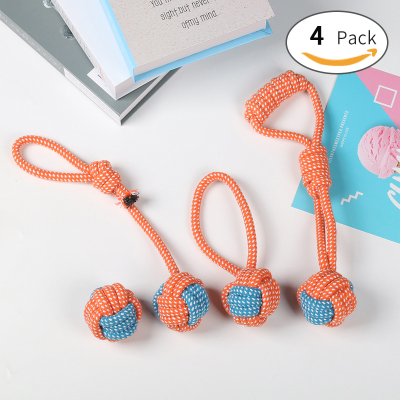 Productos para mascotas, cordón de algodón, dientes de molienda, juguetes para perros, bolas de juguetes para perros pequeños y medianos, juego de juguetes para perros