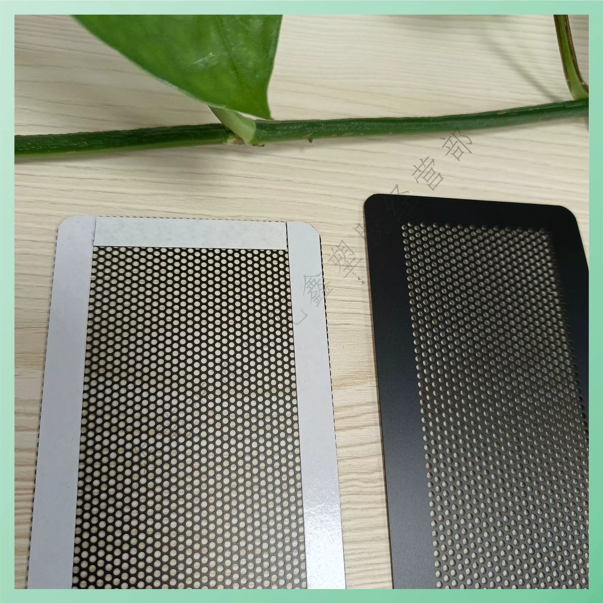 Black and white PVC filter with round hole PC rectangular cut with magnets on four sides PC dustproof mesh with double-sided tape filter