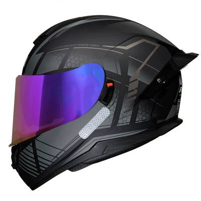 Motosiklet kaskı (dəbilqə) — lens big tail bluetooth - black-queen-bee-colored-mirror-m