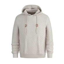 跨境秋冬新款欧美男士提花毛衣长袖连帽衫时尚打底休闲男士针织衫