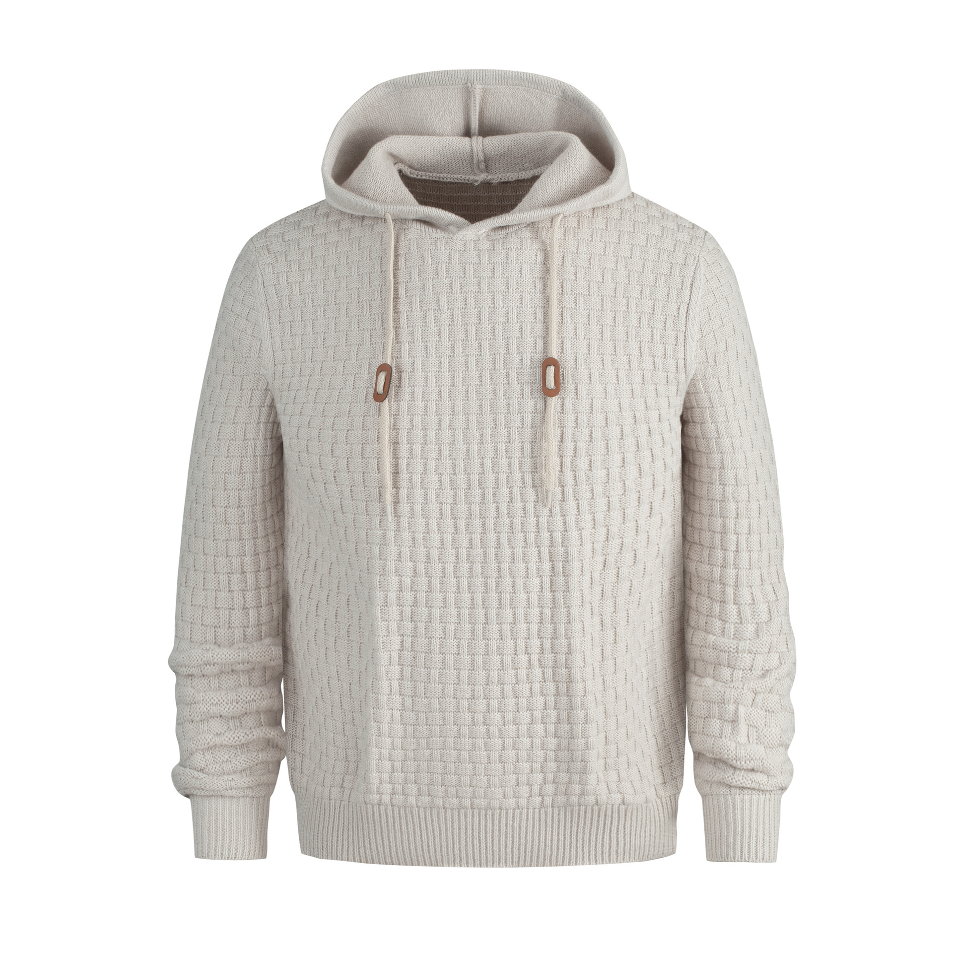 跨境秋冬新款欧美男士提花毛衣长袖连帽衫时尚打底休闲男士针织衫