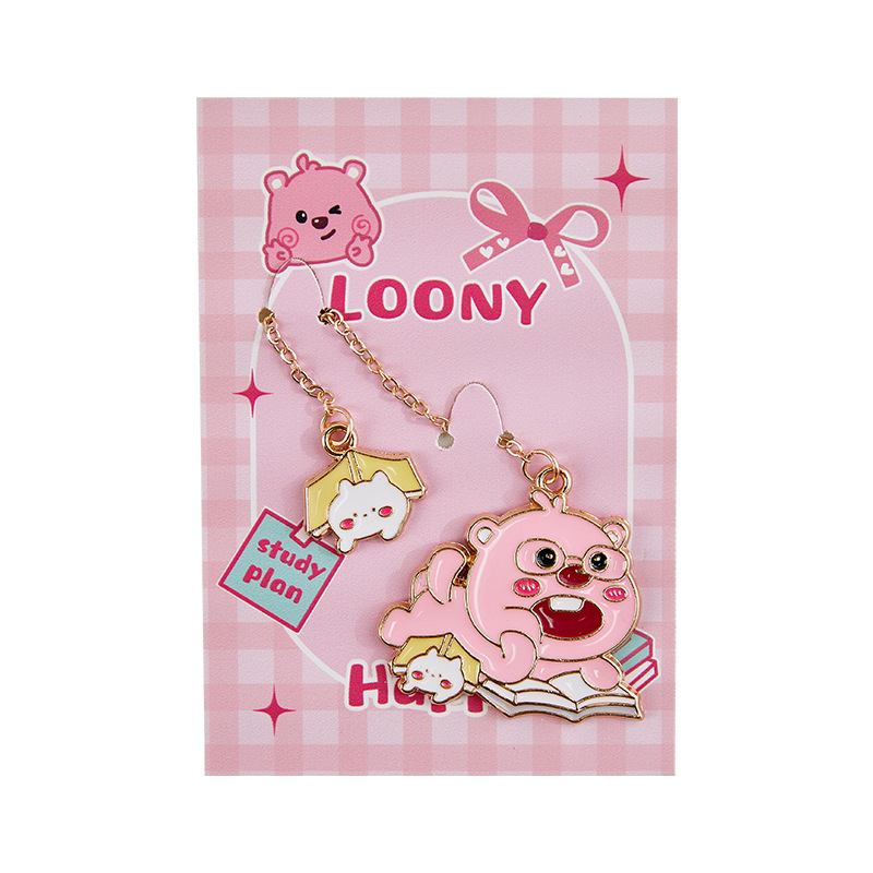 Bonito pequeño castor de metal creativo marcador de dibujos animados de alto valor de cara regalo creativo para estudiantes de lectura exquisita carpeta