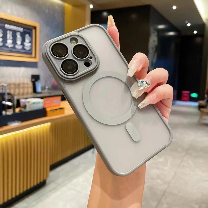 Suitable for iPhone 15 Skin-Feel Matte Magnetic Phone Case, Apple 14 with Lens Film, High-End Protective Case for Camera