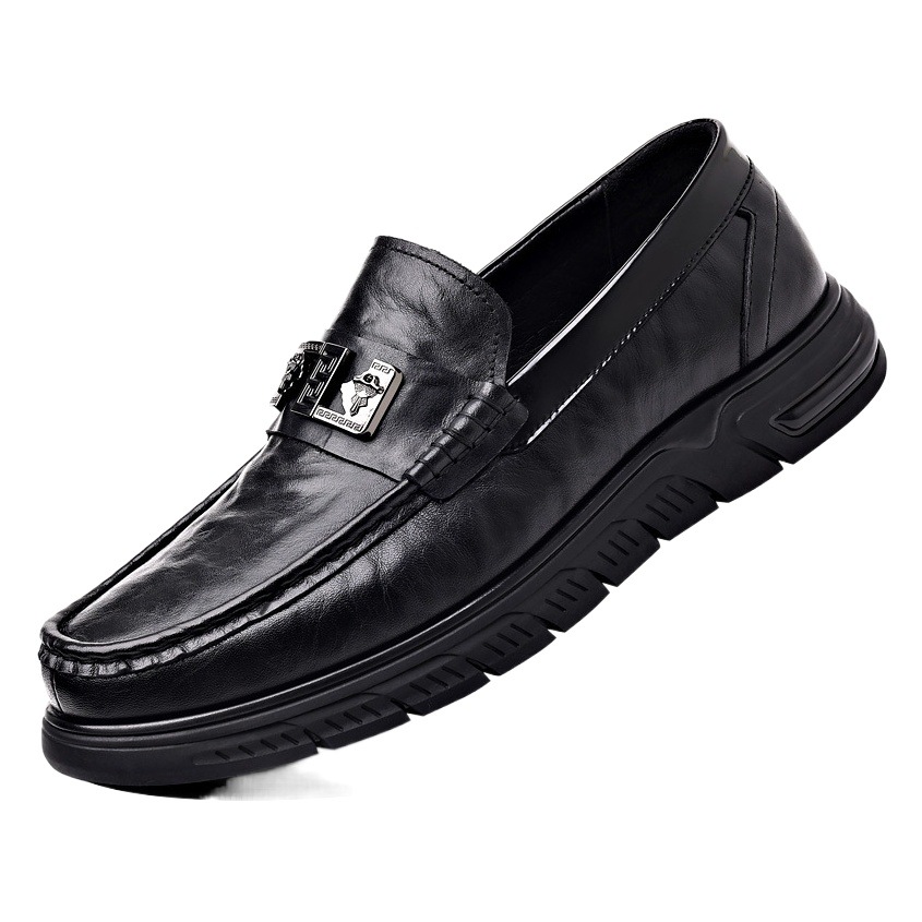 Nuevos zapatos de cuero casuales para hombres de piel de vaca de primera capa, zapatos de guisantes transpirables de cuero, zapatos individuales para hombres, zapatos para hombres, zapatos para hombres