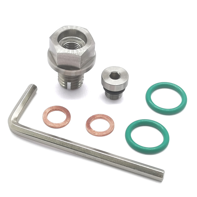 Exclusivo transfronterizo para automóvil M14.1 * 1.5 cárnico de aceite de acero inoxidable roscado kit de tornillo de reparación de dientes deslizantes con anillo tórica