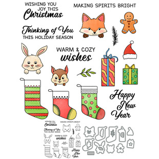 Original Design Christmas Socks Silicone Transparent Seal Embossed Carbon Steel Knife Mold Handbook Decorative Seal Wholesale
