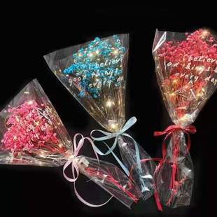 Gypsophila Bouquet Finished Product for Street Stall Wholesale with Flashing Ribbon Teacher's Day Gift Bouquet Package Huapingrun
