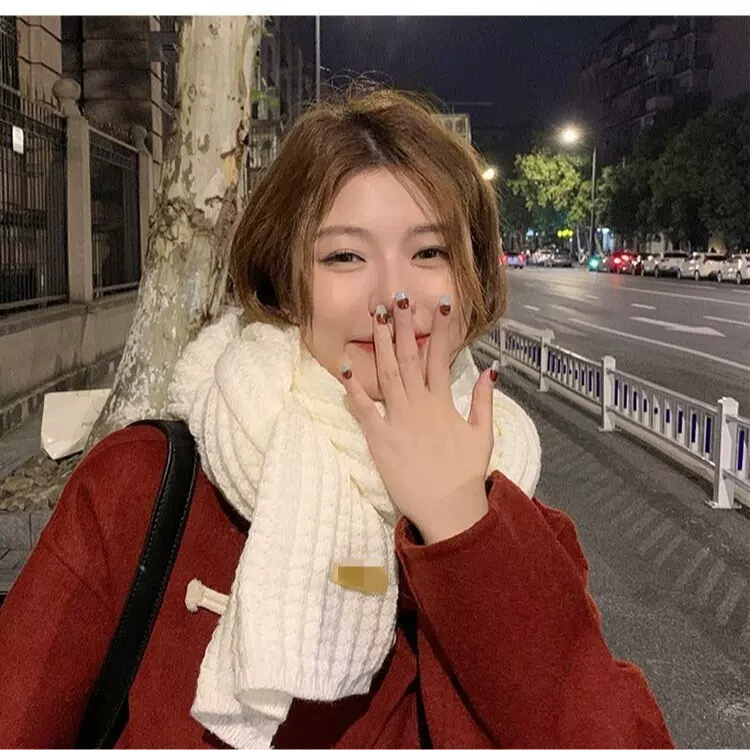 2023新款软糯百搭韩版针织毛线纯色围巾女秋冬季学生加厚情侣围脖