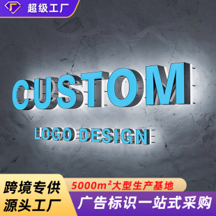 Cross-border Amazon outdoor door head stainless steel luminous sign led back luminous sign advertising door head sign