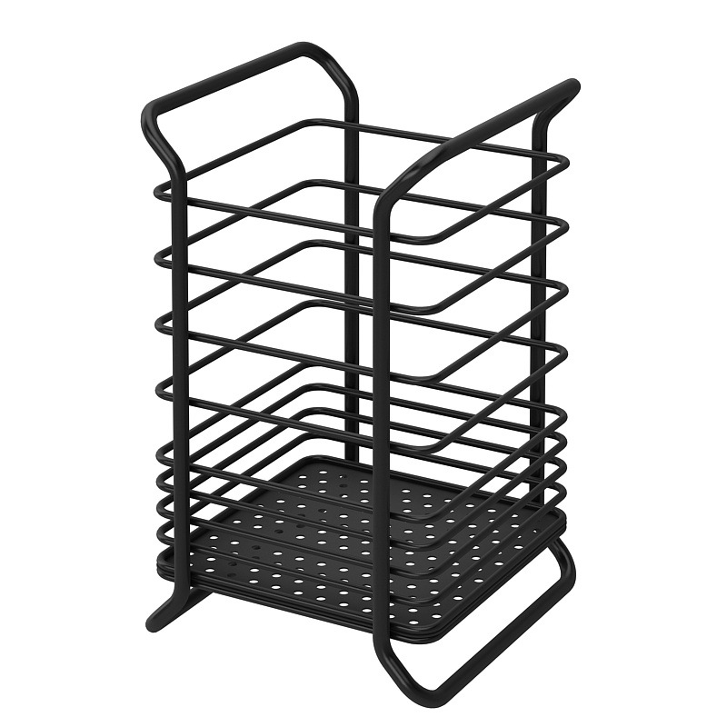 Estante de almacenamiento para encimera para utensilios de cocina domésticos, soporte cuadrado creativo para palillos, almacenamiento de cuchillos y tenedores, jaula redonda para palillos.