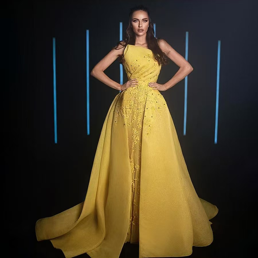 European and American Elegant Strapless Evening Dress AliExpress Wish New Style Adult Dress for Prom Annual Meeting Catwalk Evening Dress for Women