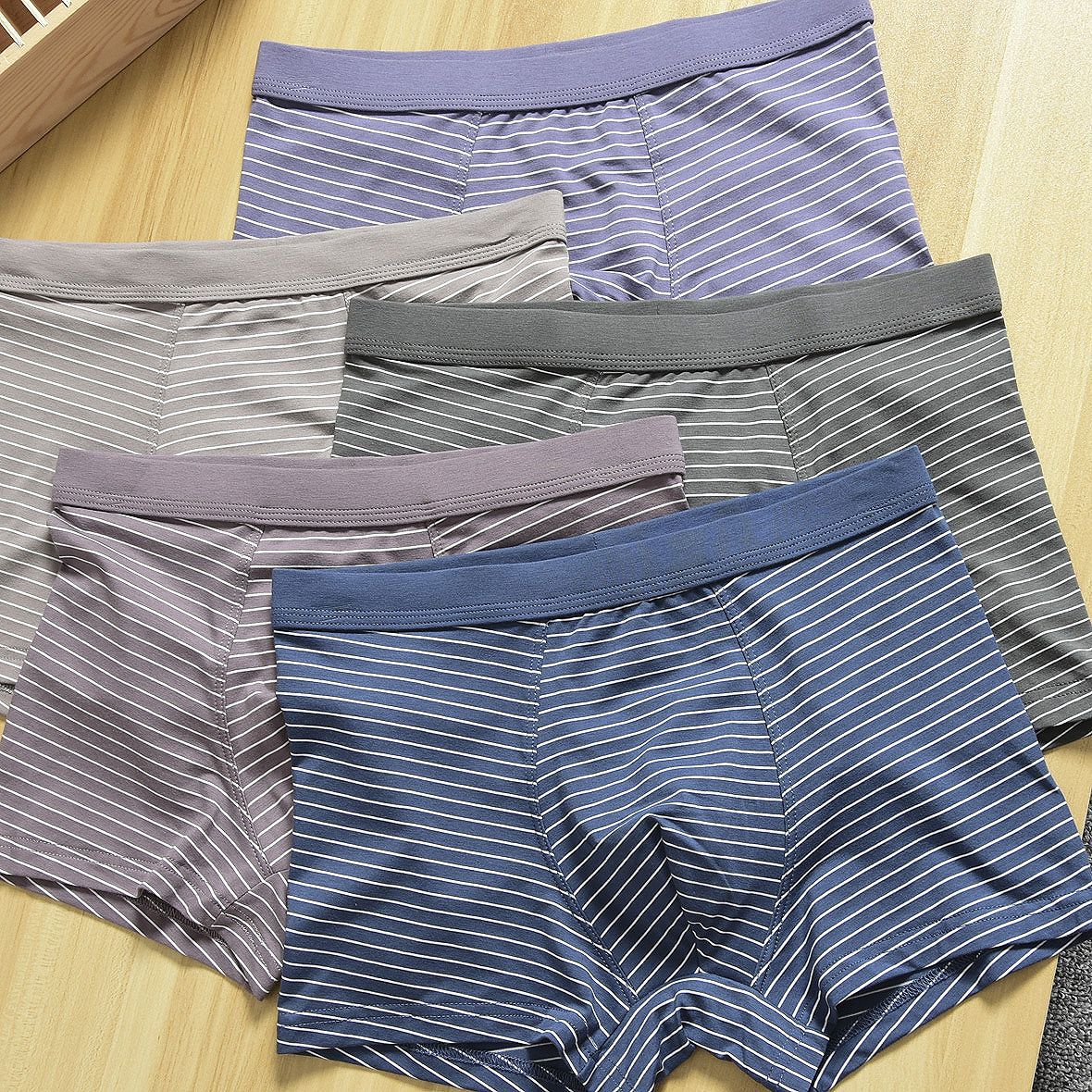 日單U家款男士內褲男平角四角棉內褲褲頭簡約條紋透氣舒適短褲男