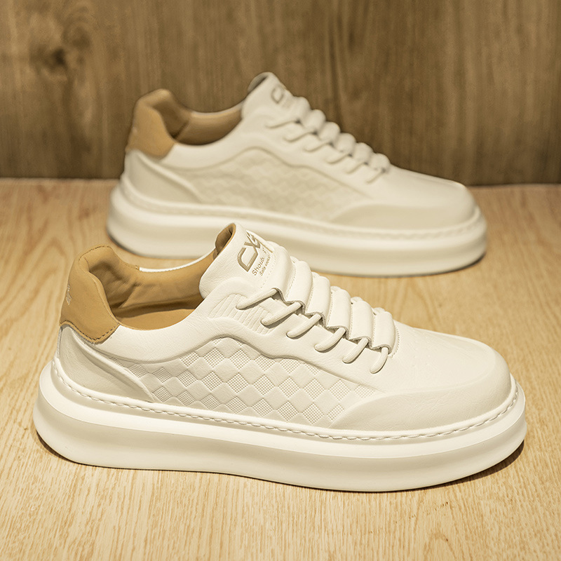 Zapatos blancos para hombres, trabajo casual diario, zapatos de cuero de microfibra de todo fósforo, plataforma baja, zapatos deportivos de alta calidad para hombres