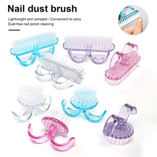 Manicure Tools Portable Mini Horn Brush Manicure Multifunctional Translucent Cleaning Nail Plastic Dust Brush with Cover