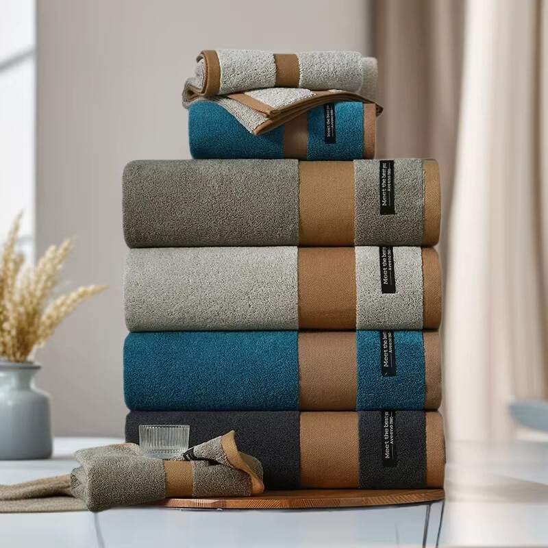 Men's Bath Towel Pure Cotton Class a Towel Manufacturer Wholesale Adult Thick Absorbent Custom Gift Logo Cross-Border Bath Towel