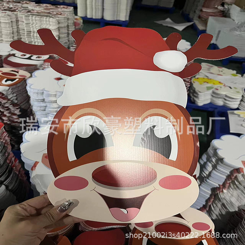 2024亚马逊圣诞节老人驯鹿围栏栅栏偷窥趴头墙塑料防水装饰地插牌