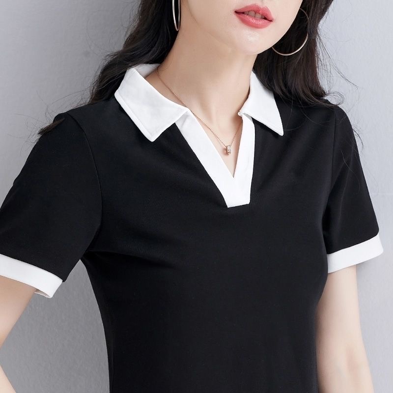 Blank version customizable short-sleeved T-shirt, women's collared polo shirt, trendy summer hot-selling stylish and high-end top.