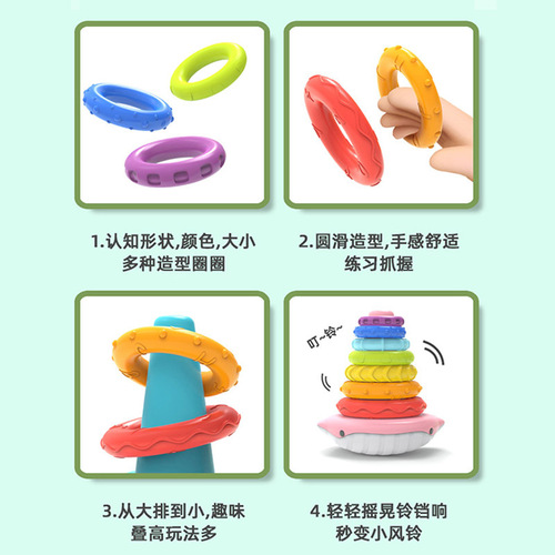 Baby Stacking Rainbow Tower Ring Game for Toddlers, 0–2 Years Old: Early Education, Brain-Teasing, and Tumbler-Style Stacking Rings