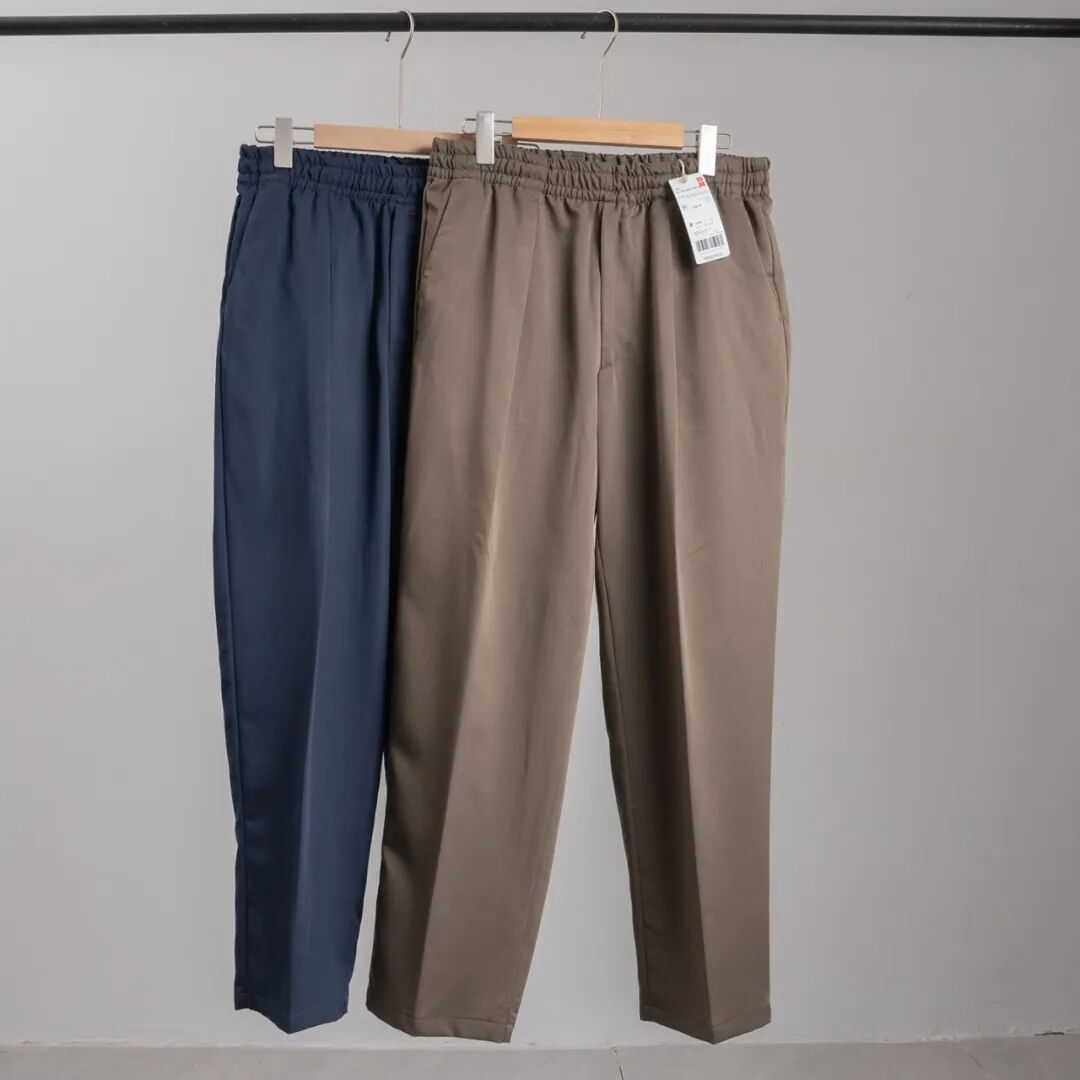 Spring and Summer New Style Men's and Women's Elastic Waist Quick-Dry Stretch Lightweight Pleated Loose Narrow-Leg Casual Trousers