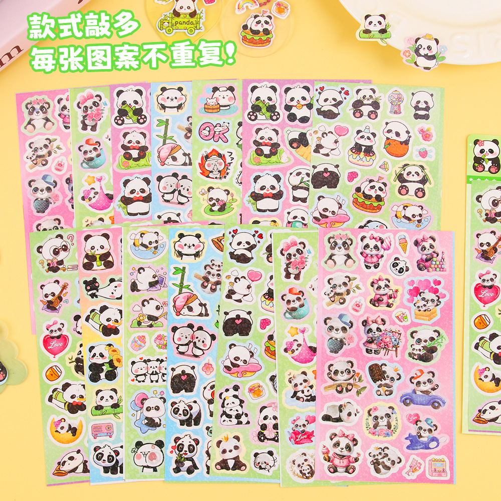 Creativo adorable pegatinas de panda dibujos animados pegatinas PET tarjetas DIY pegatinas de contabilidad pegatinas impermeables tazas de agua pegatinas de teléfono móvil