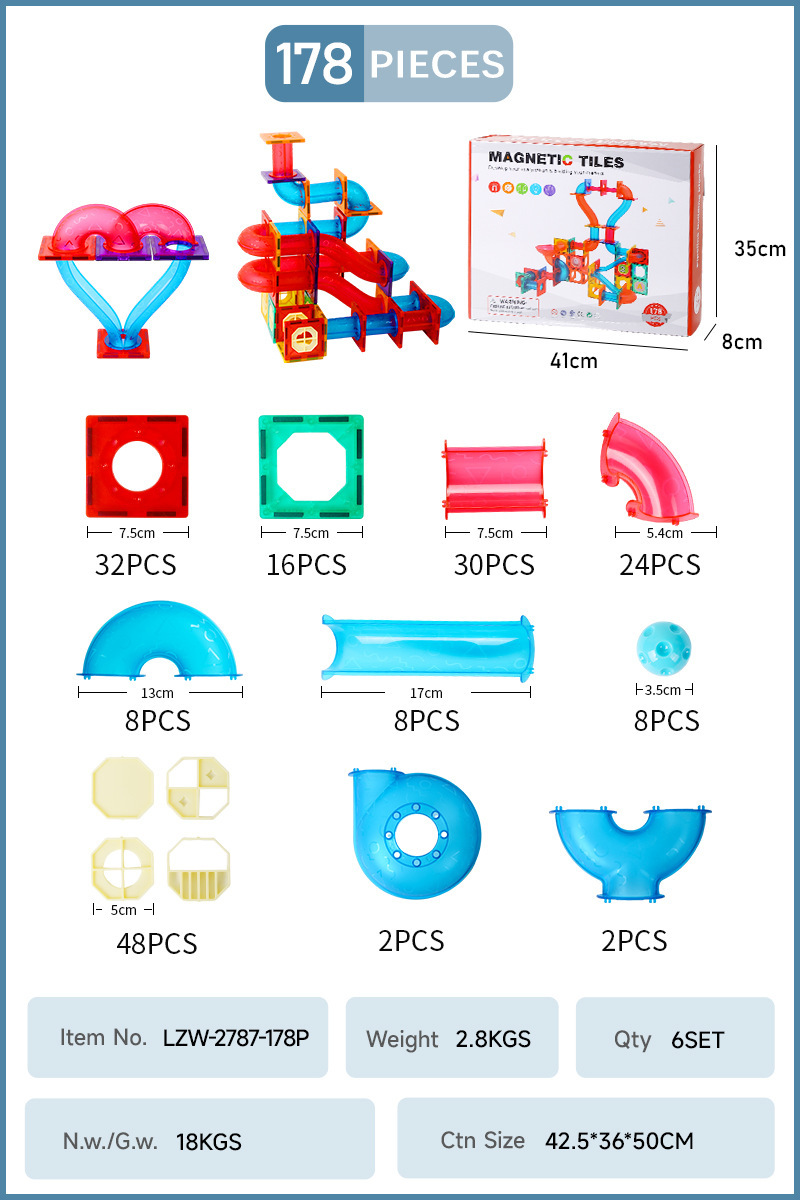 Ventana de color tubería pieza magnética bloque de construcción pieza suelta juguetes educativos para niños 118pcs caja de color transfronteriza paquete juguetes magnéticos