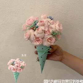 节日甜筒女友惊喜见面闺蜜生日七夕礼物仿真花冰淇淋花束夏日成品