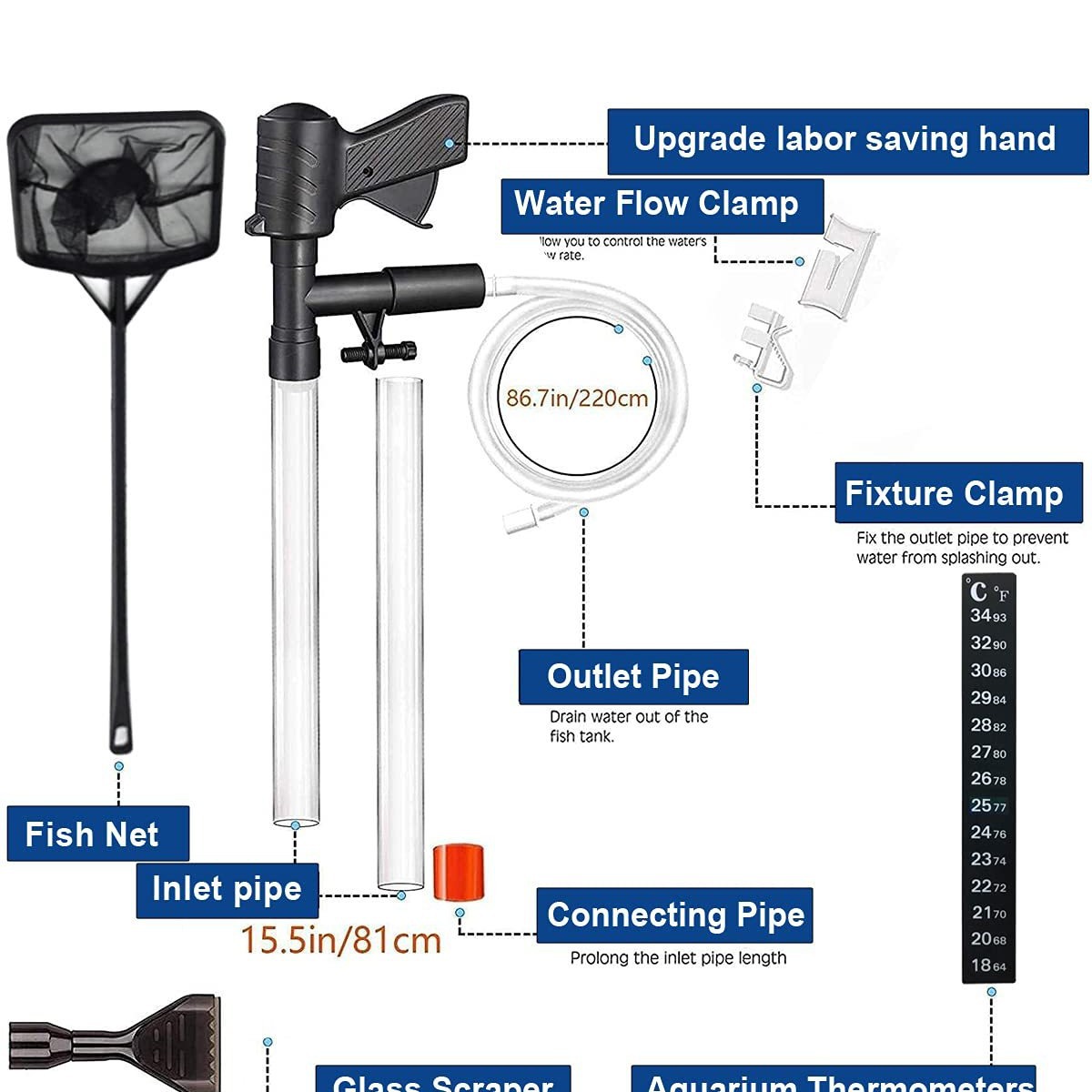 Cambiador de Agua y Limpiador de Arena, Neumático, Semiautomático