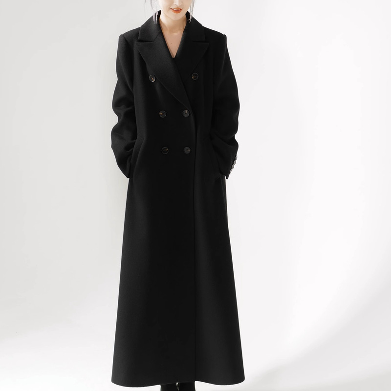 Spot Paris Journey Right Shoulder Mid-Length Wool Outwear for Women Woolen Outwear for Women