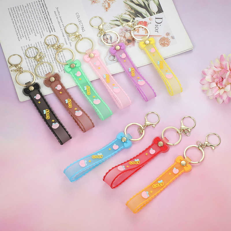 New cute rainbow soft rubber pvc key chain ribbon key chain bag doll pendant small gift accessories New cute rainbow soft rubber pvc key chain ribbon key chain bag doll pendant small gift accessories